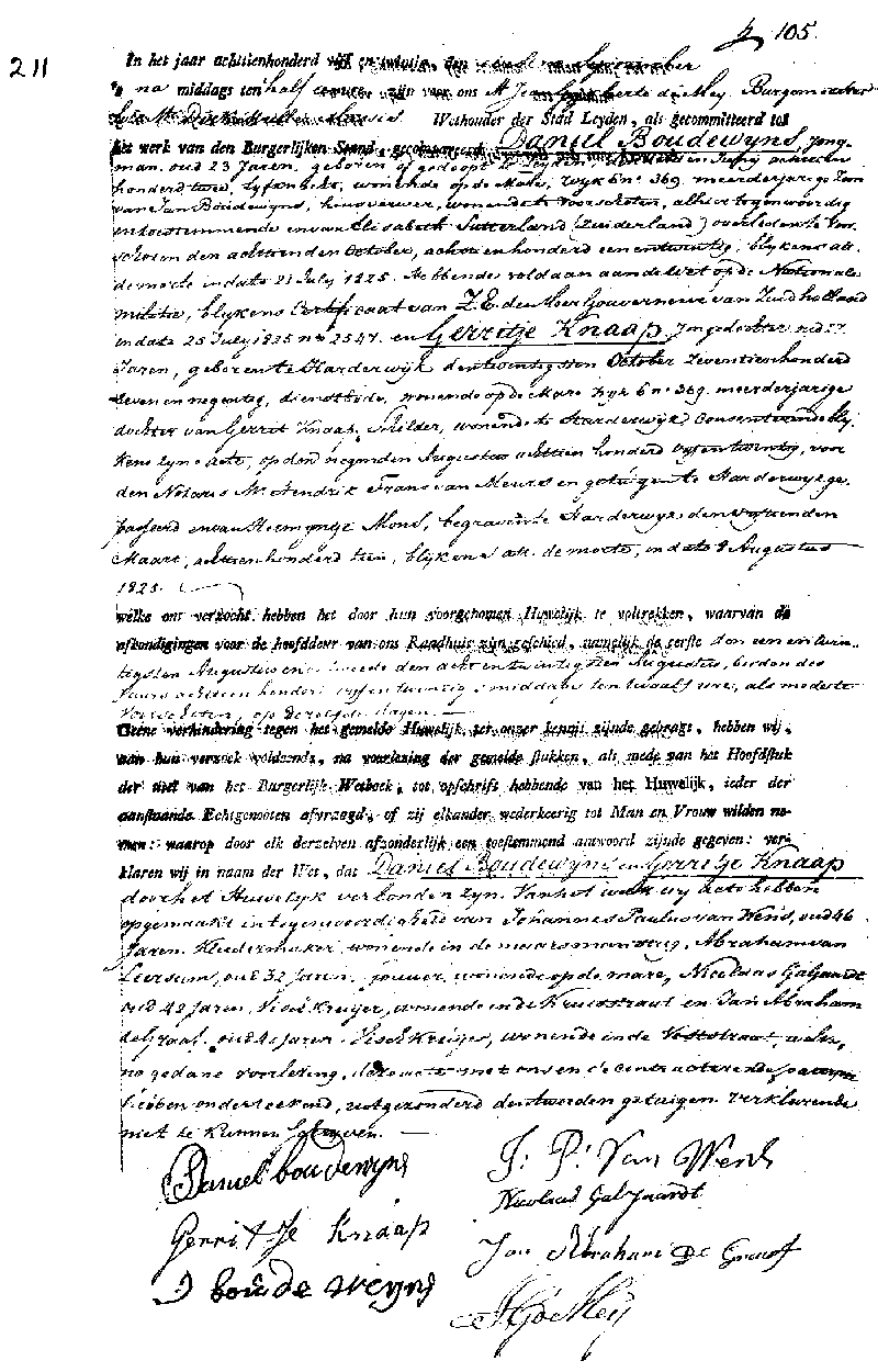 18250901 huw akte 211 Daniel Boudewijns - Gerritje Knaap